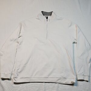 adidas Quarter-Zip Pullover White Long Sleeve Athletic Layer Size L